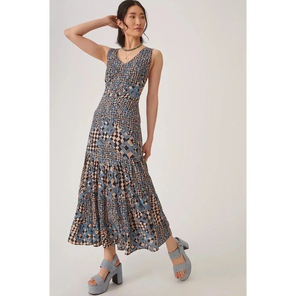 Anthropologie Let Me Be Flounced Maxi Dress